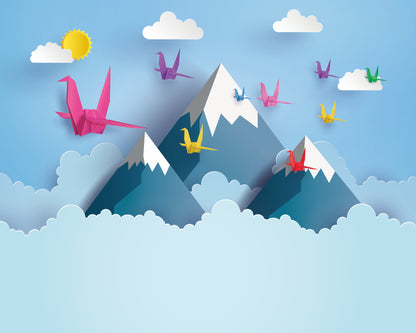 Origin Murals Origami Mountains Powder Blue 300cm X 240cm