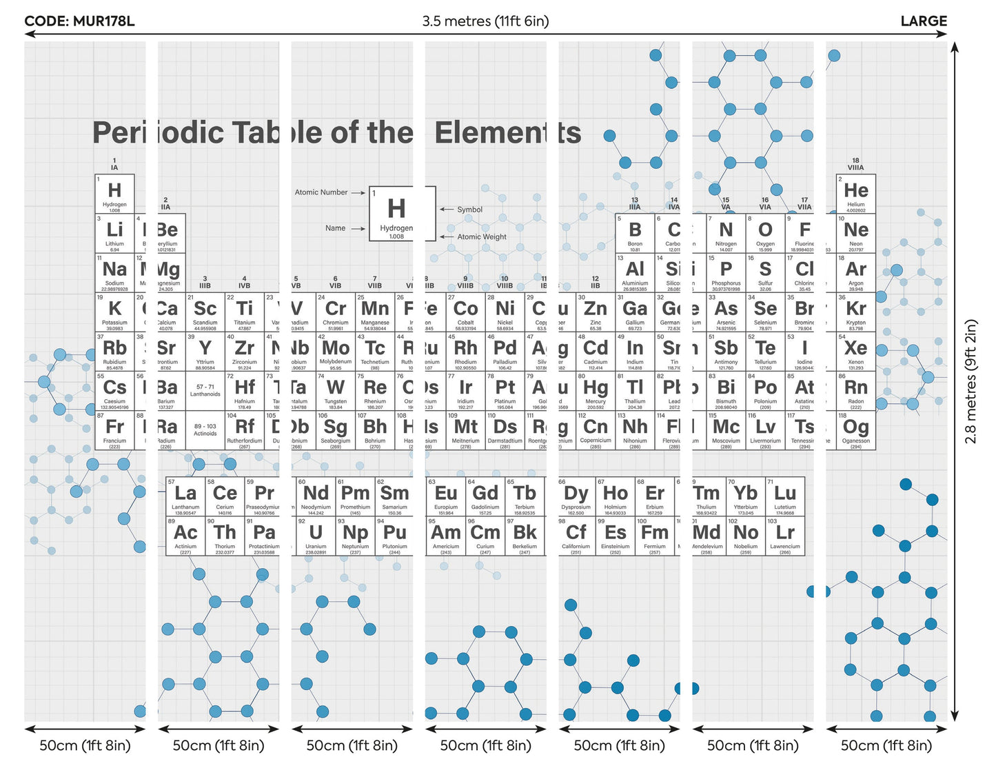Origin Murals Periodic Table Grey 350cm X 280cm