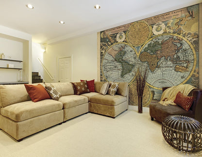 Origin Murals Vintage Map Antique 300cm X 240cm - Hot Tub Shop