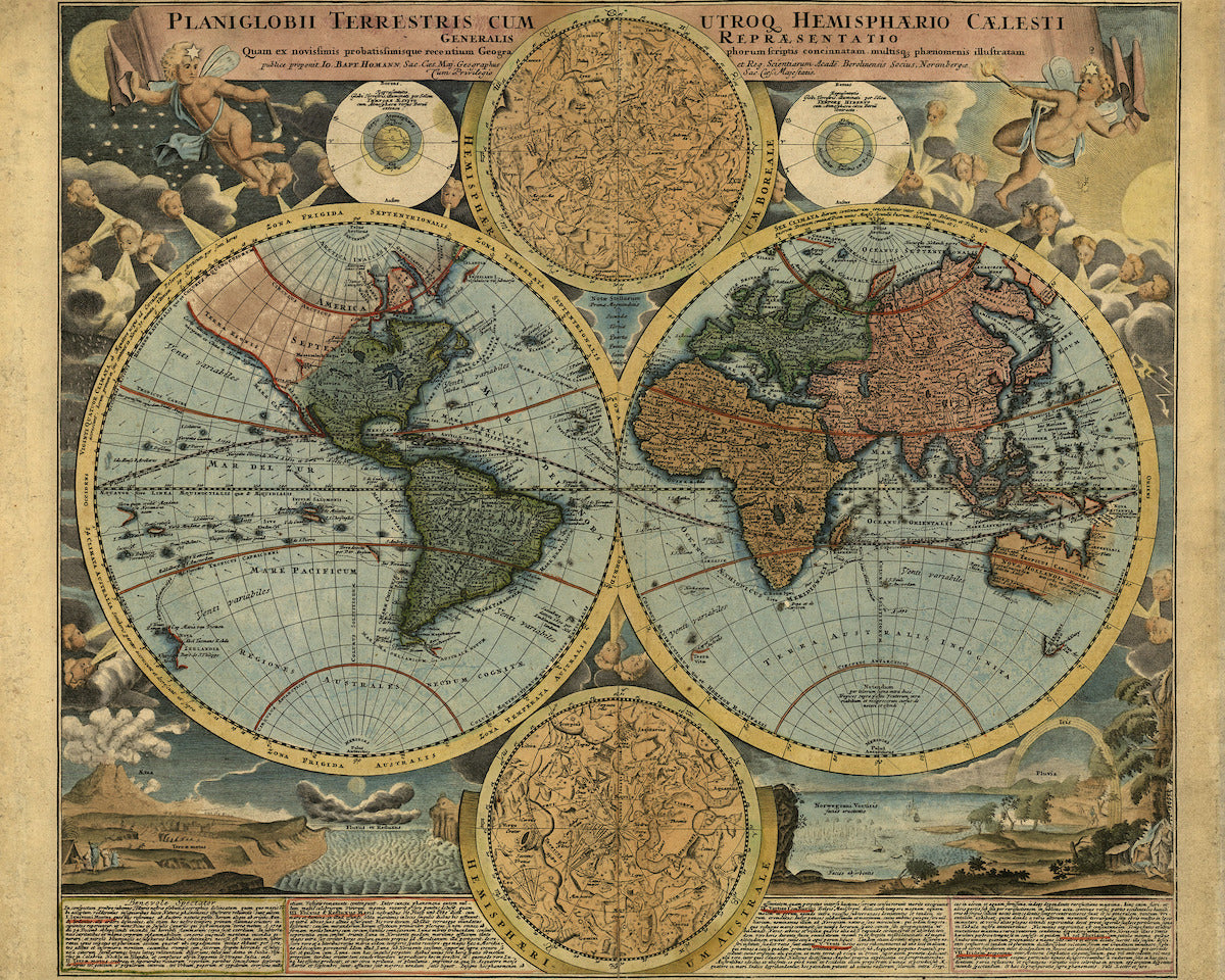 Origin Murals Vintage Map Antique 300cm X 240cm - Hot Tub Shop
