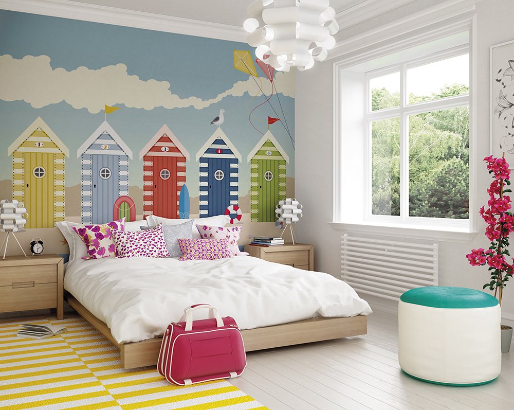 Origin Murals Beach Huts Multi 350cm X 280cm