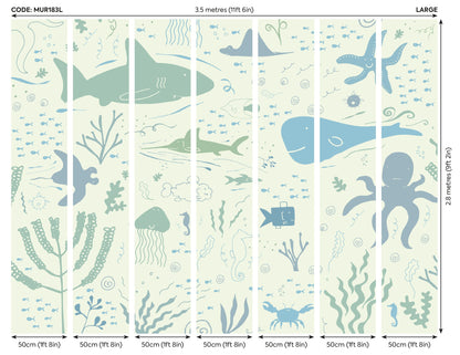 Origin Murals Underwater Adventures Seafoam 350cm X 280cm