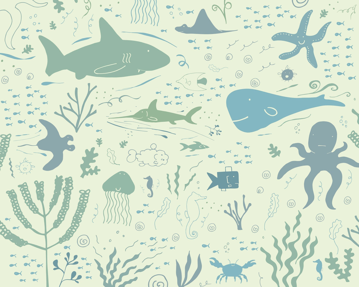 Origin Murals Underwater Adventures Seafoam 350cm X 280cm
