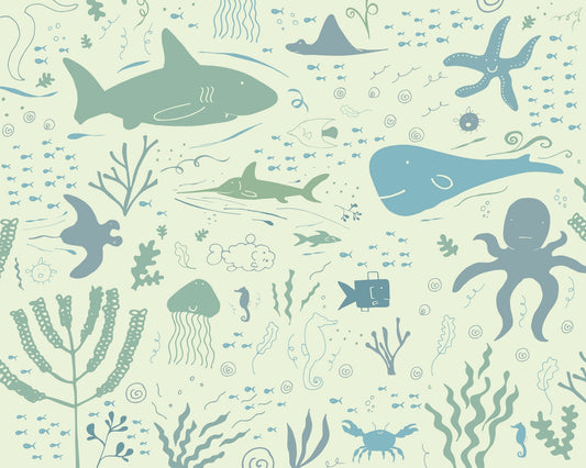 Origin Murals Underwater Adventures Seafoam 350cm X 280cm
