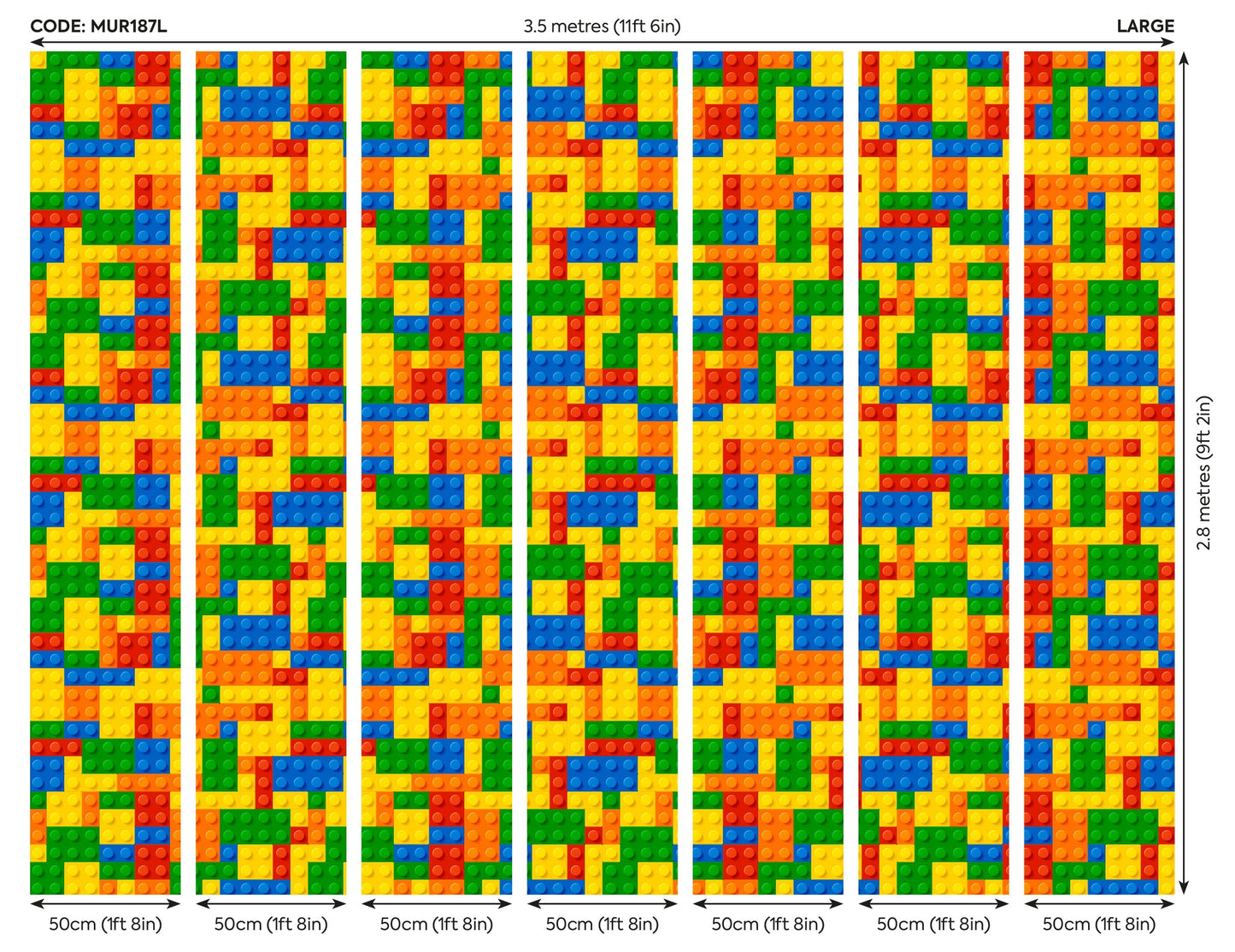 Origin Murals Toy Bricks Multi 350cm X 280cm