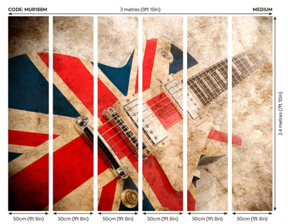 Origin Murals Rock Guitar Sepia Multi 300cm X 240cm