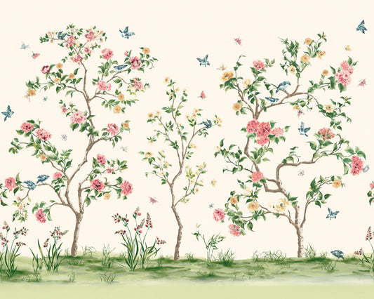 Origin Murals Oriental Flower Tree Cream 350cm X 280cm