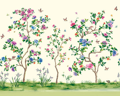 Origin Murals Oriental Flower Tree Ivory 350cm X 280cm
