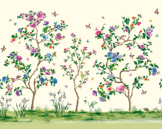 Origin Murals Oriental Flower Tree Ivory 350cm X 280cm