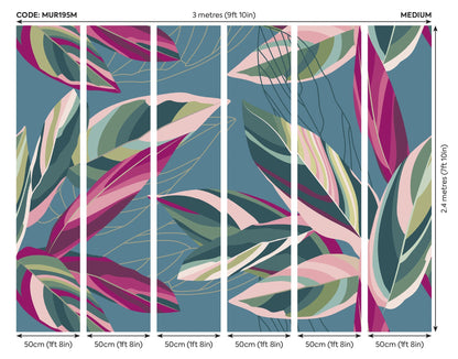 Origin Murals Botanical Calathea Leaves Blue 300cm X 240cm