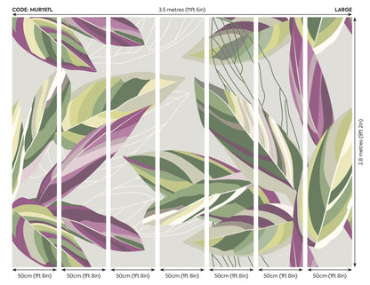 Origin Murals Botanical Calathea Leaves Grey 350cm X 280cm