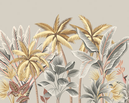 Origin Murals Tropical Palm Trees Grey 350cm X 280cm