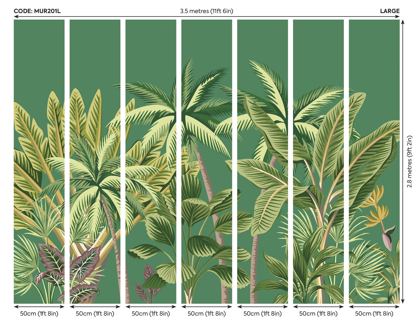 Origin Murals Tropical Palm Trees Green 350cm X 280cm - Hot Tub Shop