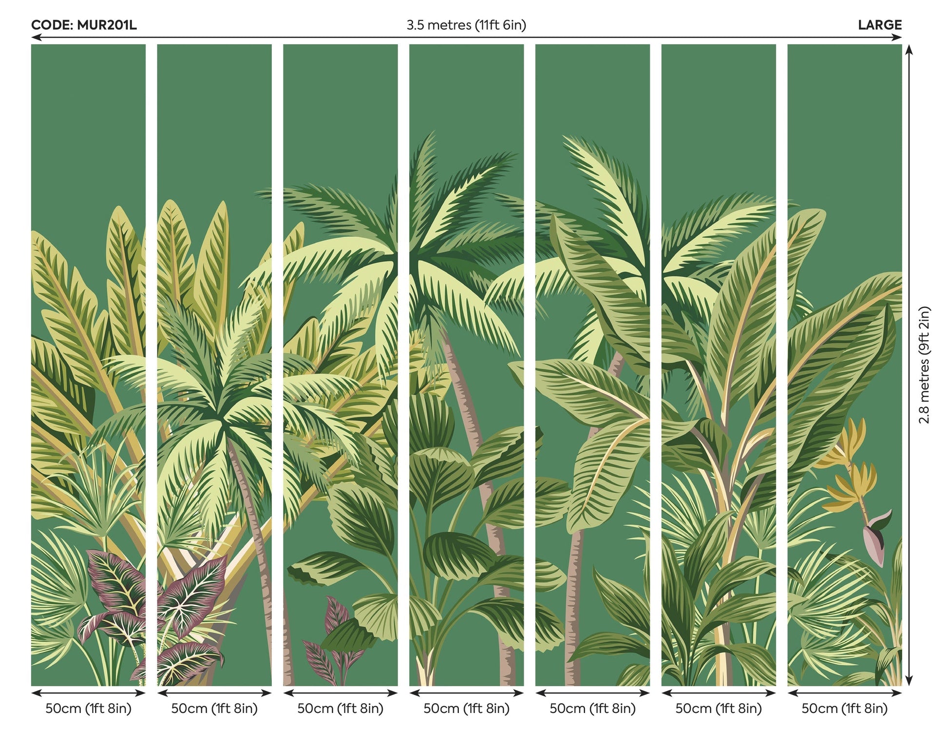 Origin Murals Tropical Palm Trees Green 350cm X 280cm - Hot Tub Shop