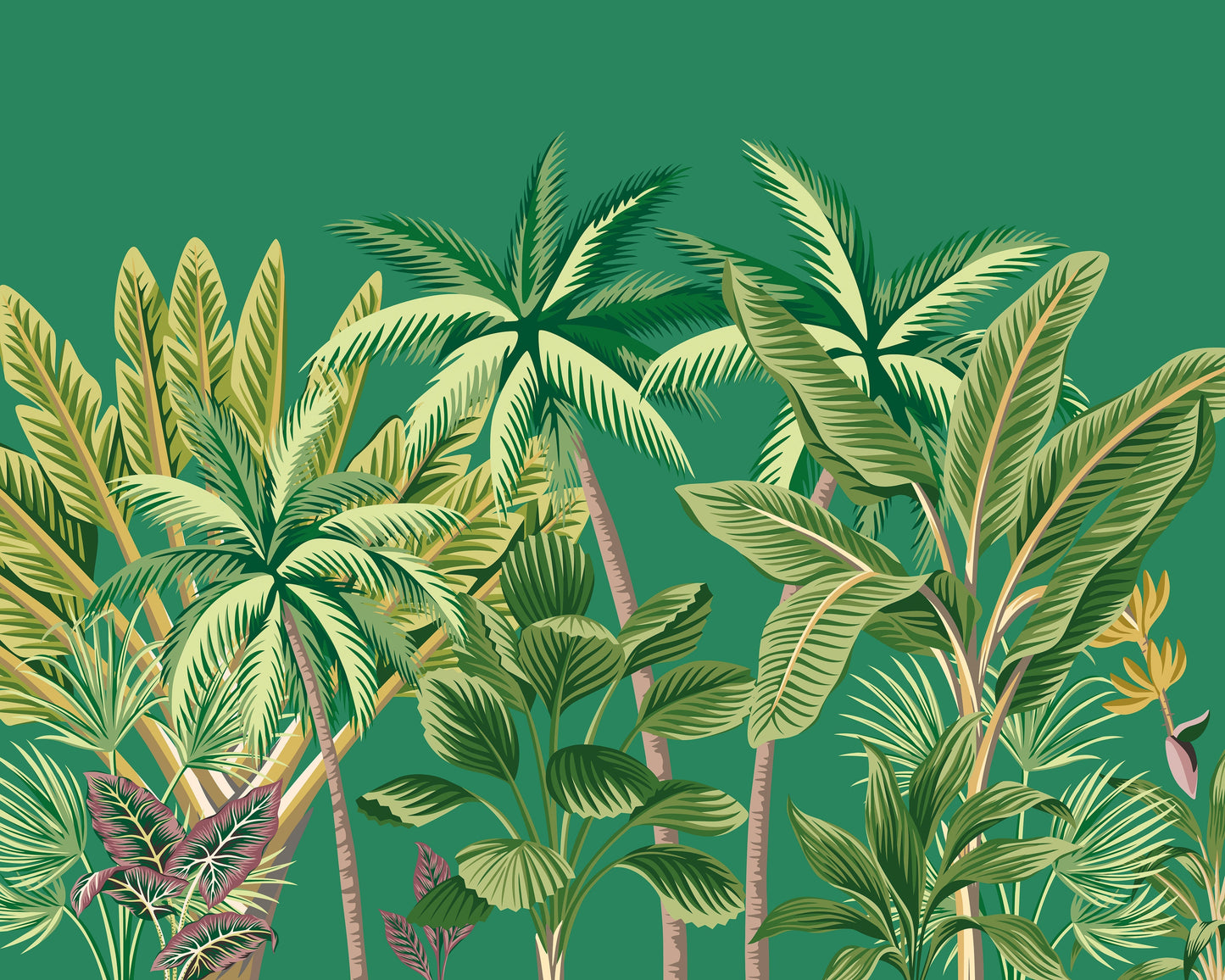 Origin Murals Tropical Palm Trees Green 350cm X 280cm - Hot Tub Shop