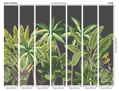 Origin Murals Tropical Palm Trees Black 350cm X 280cm