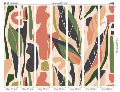 Origin Murals Abstract Leaf Shapes Orange 350cm X 280cm