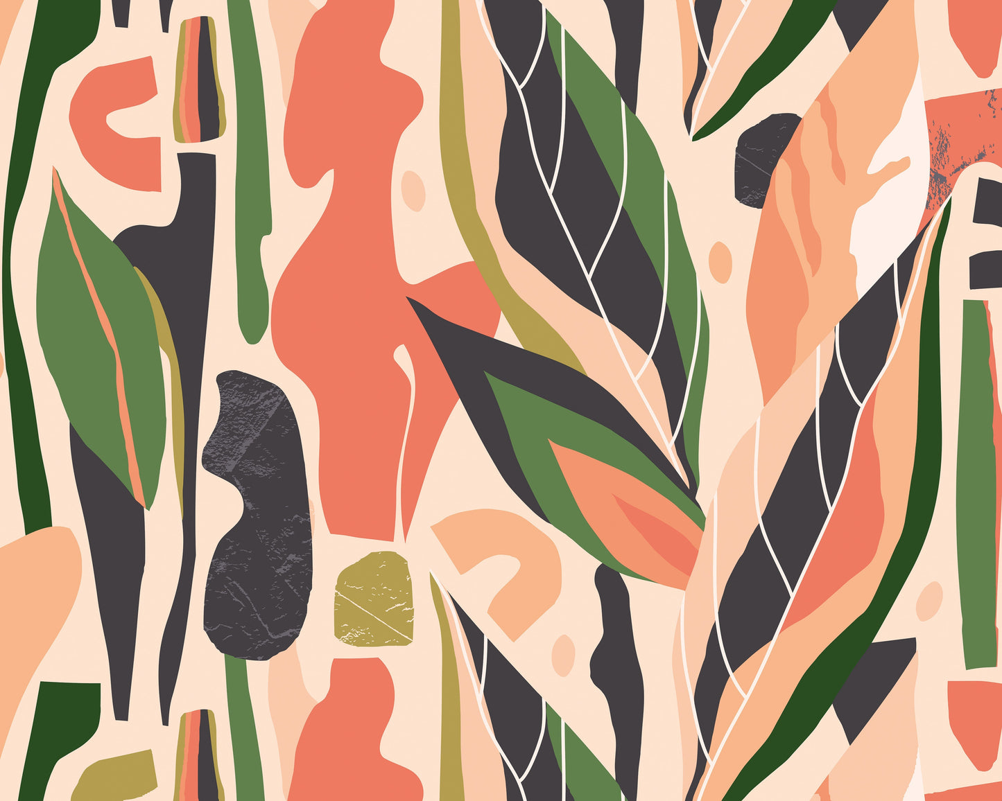 Origin Murals Abstract Leaf Shapes Orange 300cm X 240cm