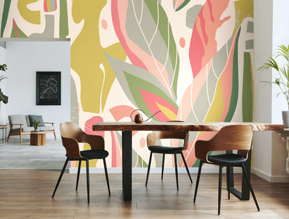 Origin Murals Abstract Leaf Shapes Pink 300cm X 240cm