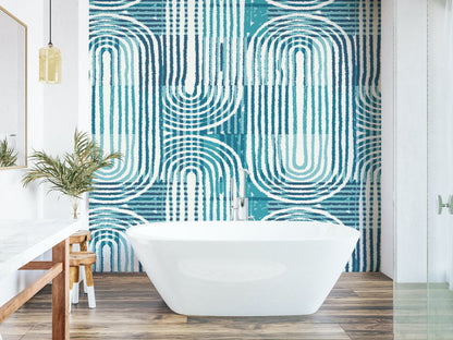 Origin Murals Curved Line Texture Blue 300cm X 240cm