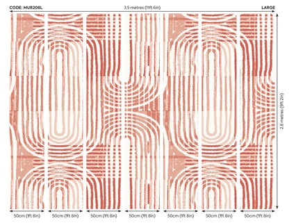 Origin Murals Curved Line Texture Orange 350cm X 280cm