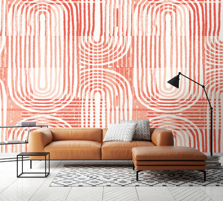 Origin Murals Curved Line Texture Orange 300cm X 240cm