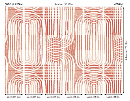 Origin Murals Curved Line Texture Orange 300cm X 240cm