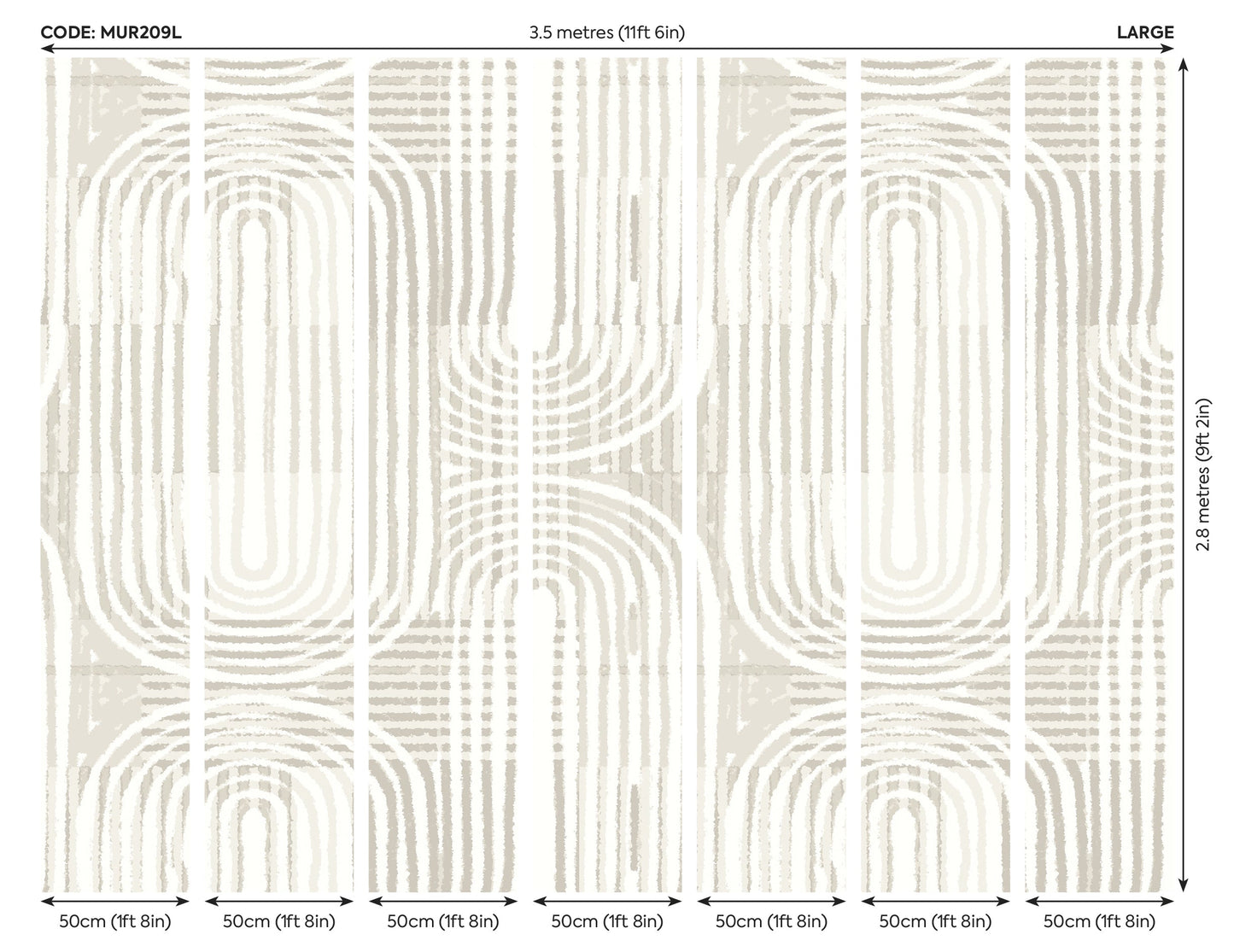 Origin Murals Curved Line Texture Grey 350cm X 280cm