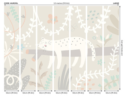 Origin Murals Sleeping Jungle Leopard Grey 350cm X 280cm