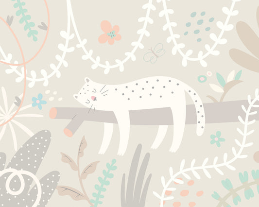 Origin Murals Sleeping Jungle Leopard Grey 350cm X 280cm