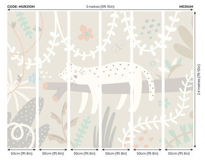 Origin Murals Sleeping Jungle Leopard Grey 300cm X 240cm