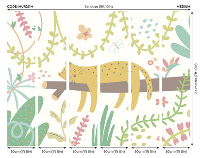 Origin Murals Sleeping Jungle Leopard Green 300cm X 240cm - Hot Tub Shop