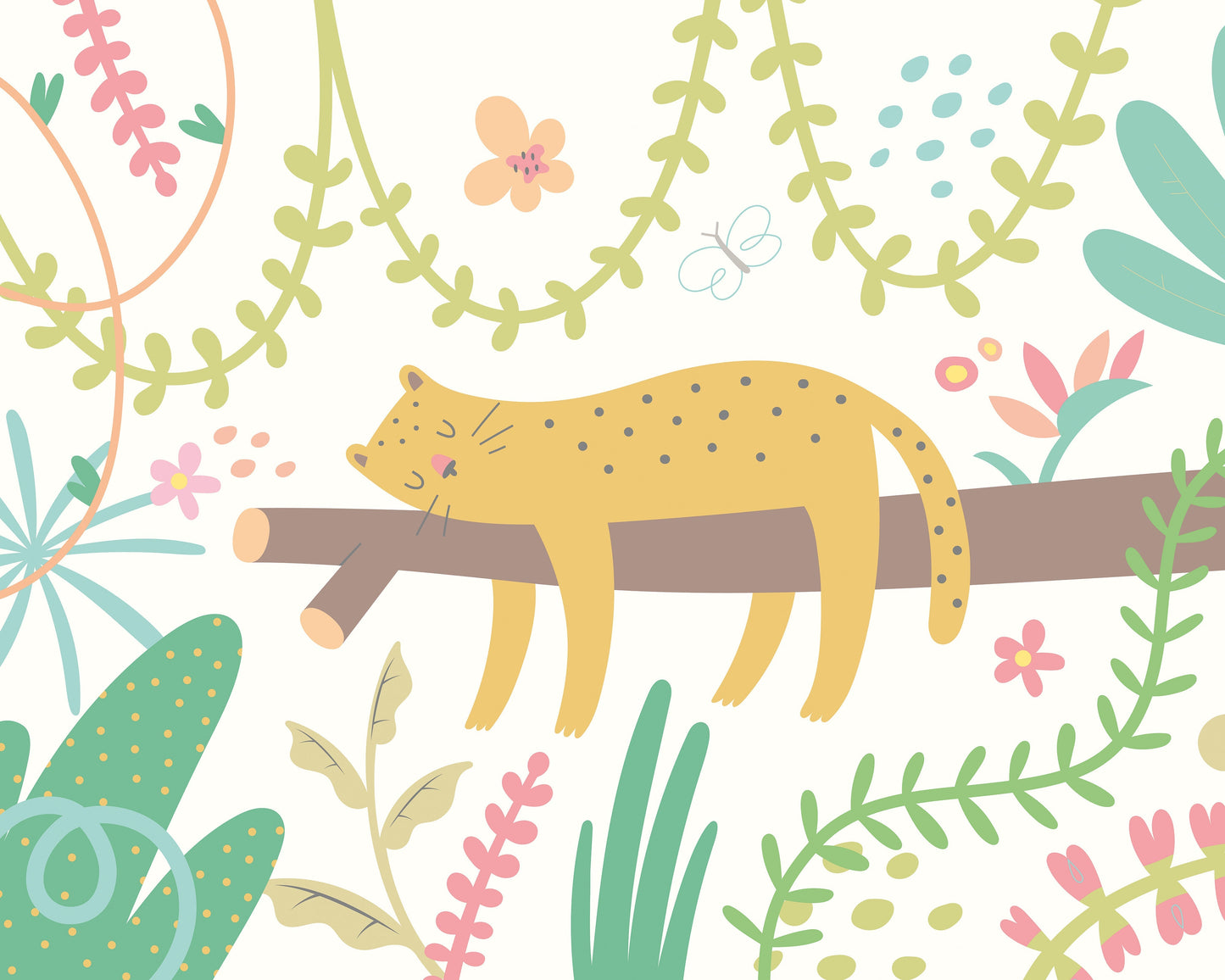 Origin Murals Sleeping Jungle Leopard Green 300cm X 240cm - Hot Tub Shop