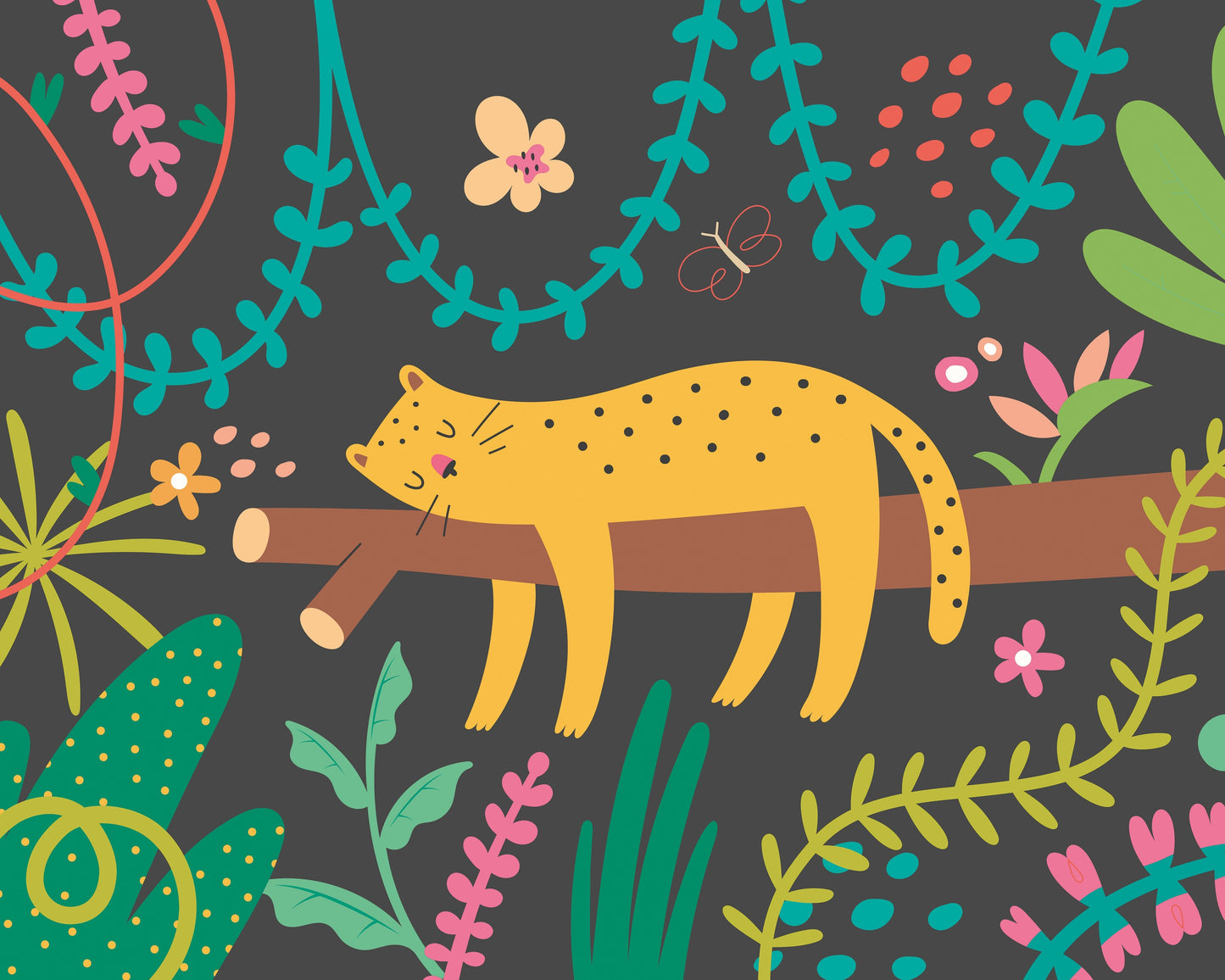 Origin Murals Sleeping Jungle Leopard Black 350cm X 280cm