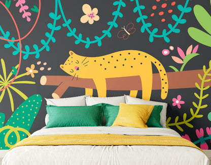 Origin Murals Sleeping Jungle Leopard Black 300cm X 240cm