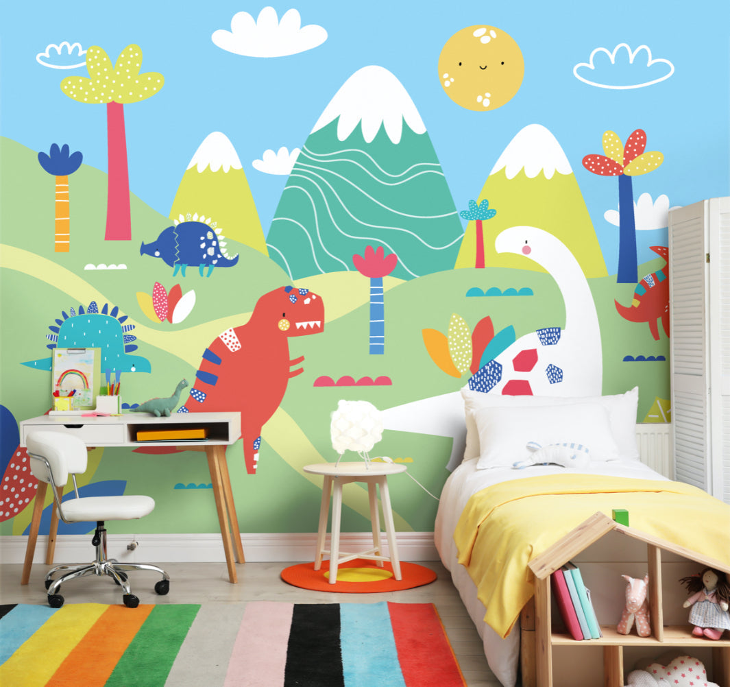 Origin Murals Dinosaur Land Green 350cm X 280cm