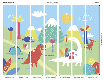 Origin Murals Dinosaur Land Green 350cm X 280cm