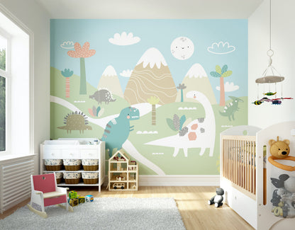 Origin Murals Dinosaur Land Pale Green 300cm X 240cm