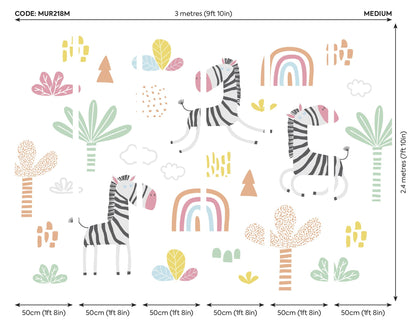 Origin Murals Dancing Zebras White 300cm X 240cm