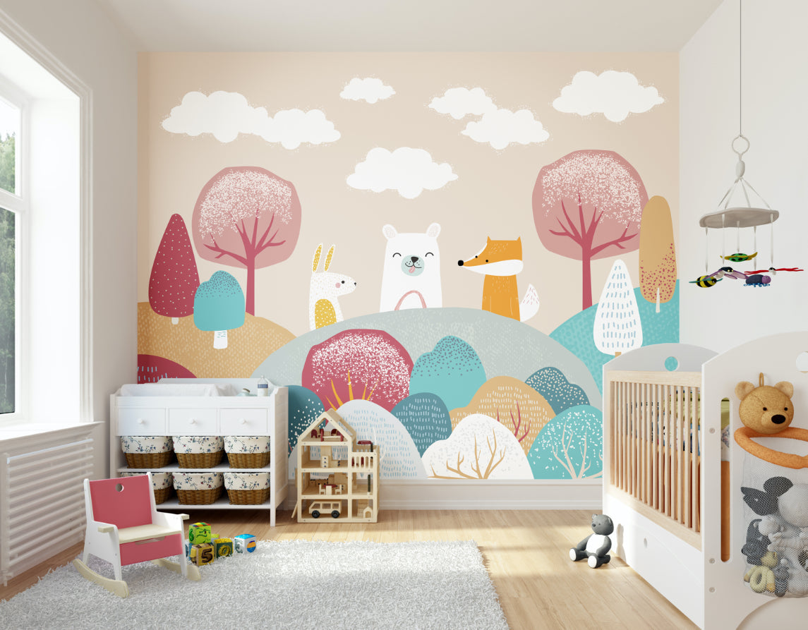 Origin Murals Woodland Friends Orange 350cm X 280cm - Hot Tub Shop