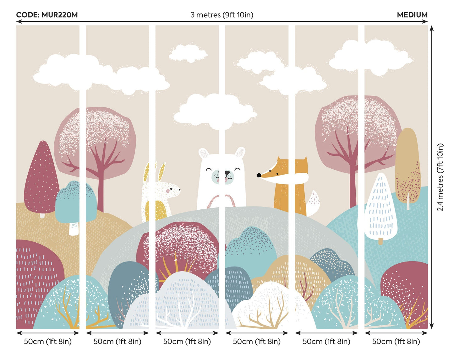 Origin Murals Woodland Friends Orange 300cm X 240cm