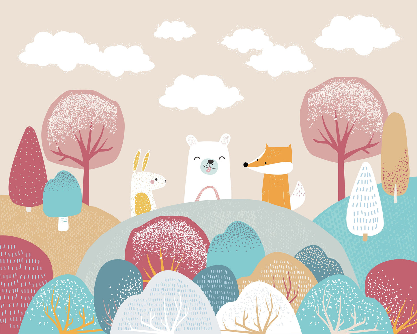 Origin Murals Woodland Friends Orange 300cm X 240cm