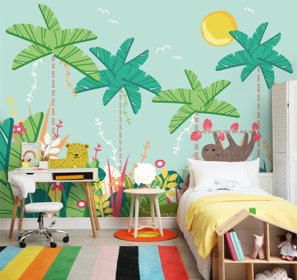 Origin Murals Jungle Animals Blue 300cm X 240cm