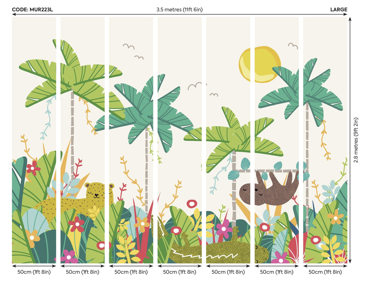 Origin Murals Jungle Animals Green 350cm X 280cm