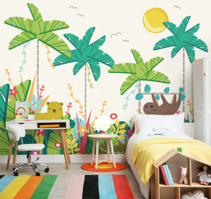 Origin Murals Jungle Animals Green 350cm X 280cm