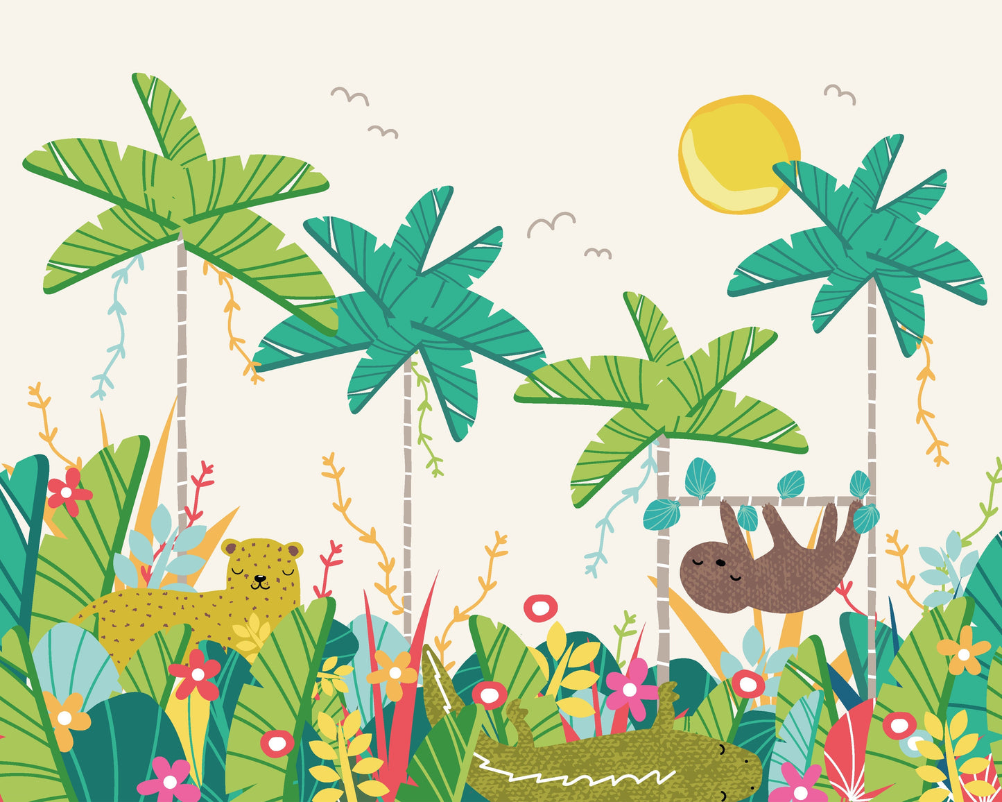 Origin Murals Jungle Animals Green 350cm X 280cm