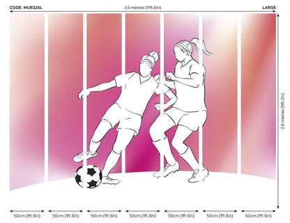 Origin Murals Girls Playing Football Pink 350cm X 280cm