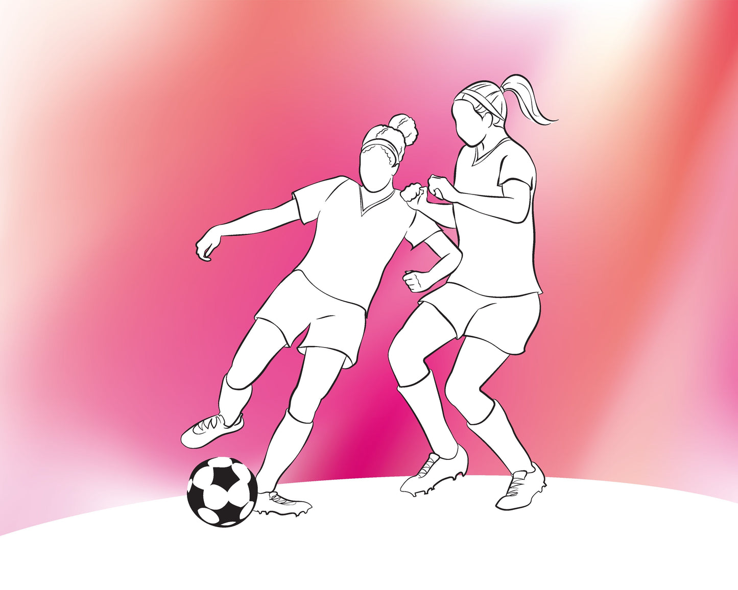Origin Murals Girls Playing Football Pink 300cm X 240cm
