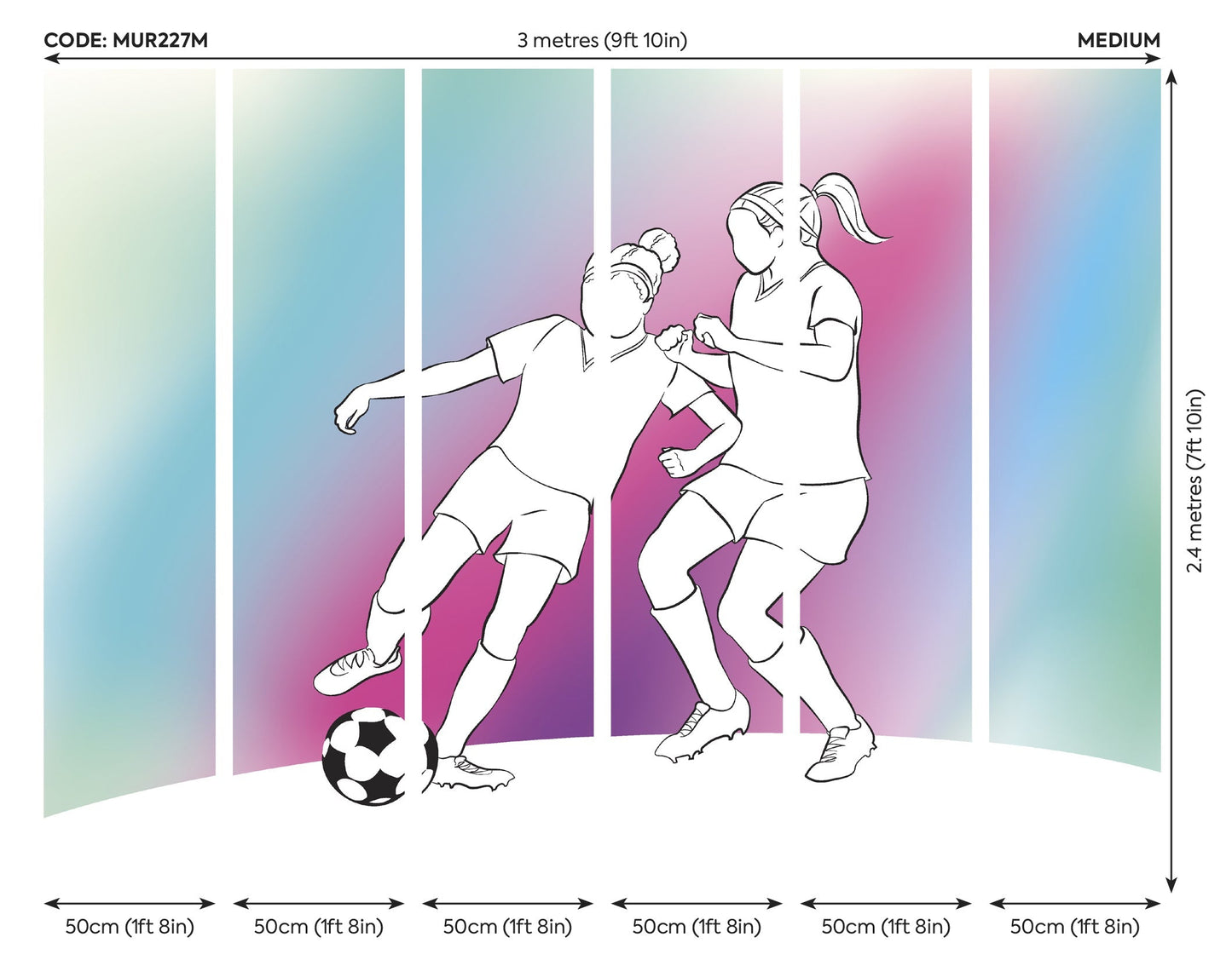 Origin Murals Girls Playing Football Blue 300cm X 240cm