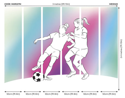 Origin Murals Girls Playing Football Blue 300cm X 240cm